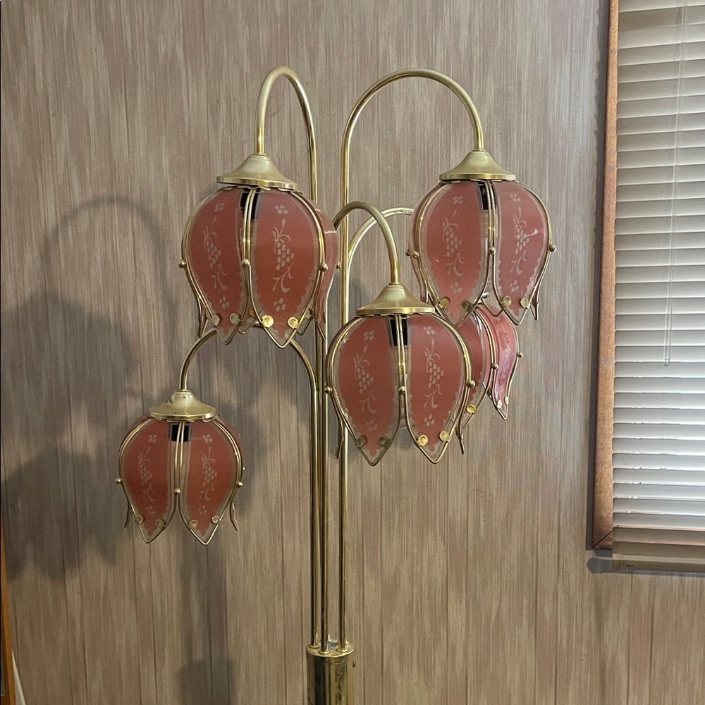Elegant Pink and Gold Floor Lamp
